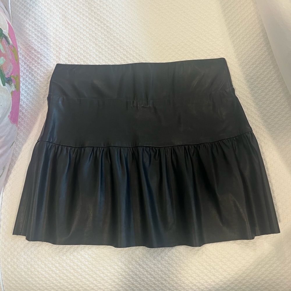 Shug Black Leather Mini Skirt